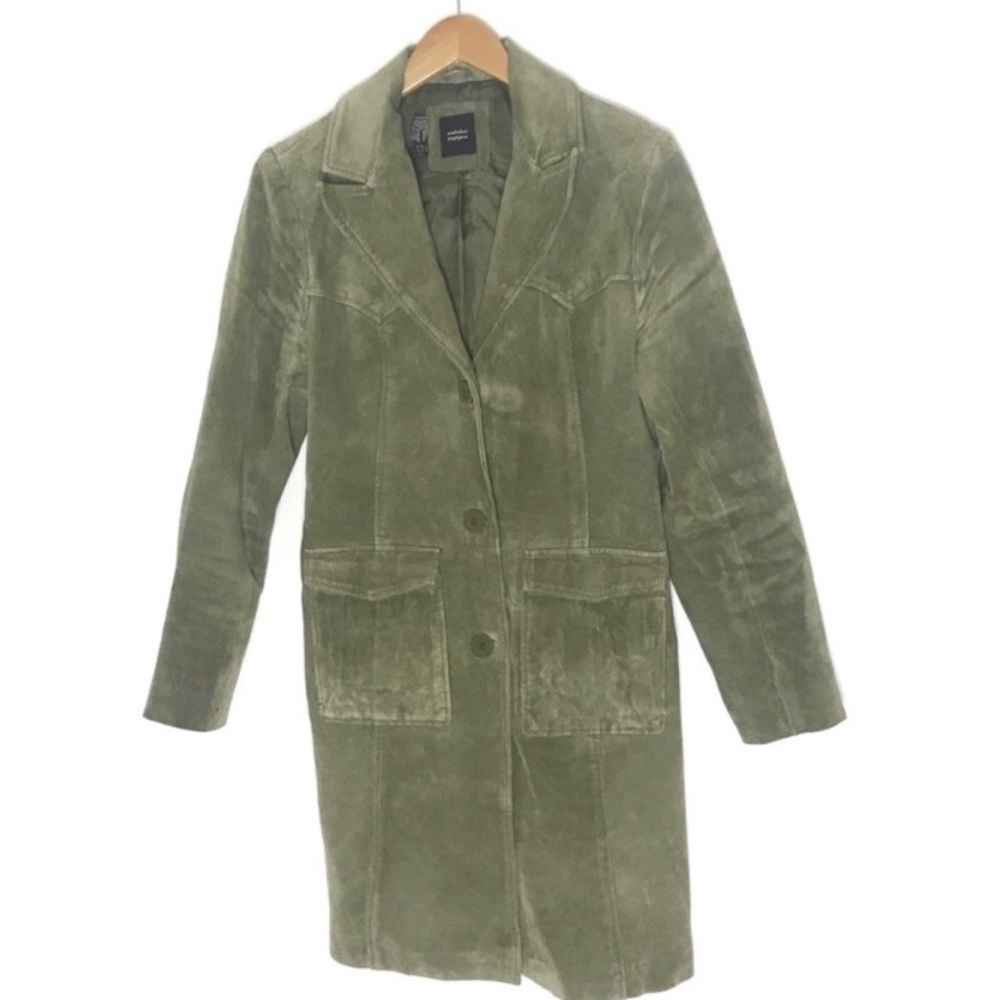 Zara Trafaluc Olive Green Long Suede Jacket